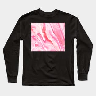 Pink and White Abstract Painting Long Sleeve T-Shirt